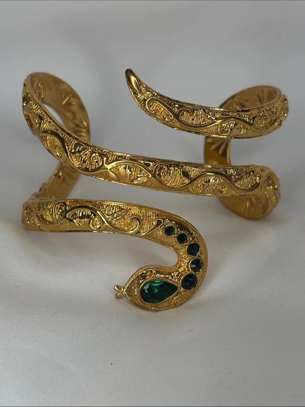Rachel Zoe Gold-Plated Serpent Wrap Bracelet with Green Stones